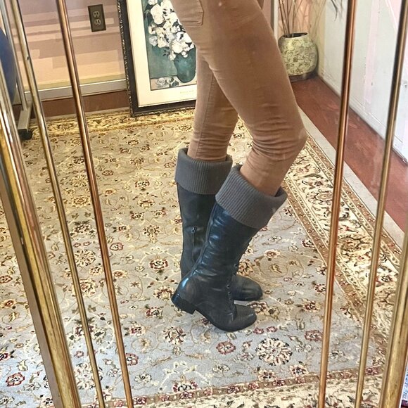 Cole Haan Nike Air Whitley Grey Leather Tall Lace Up Boots 8B - Picture 7 of 14